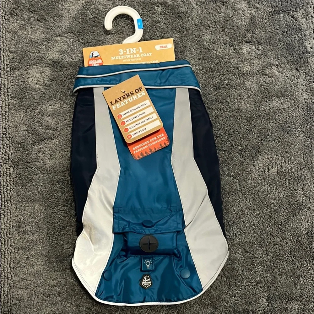 Dog Coat Arcadia Trail 3-in-1 Multiwear Coat in Teal/Gray/Navy size S NEW!